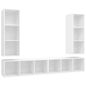 vidaXL Meubles TV muraux 4 Pièces Blanc Bois d'ingénierie