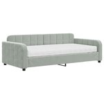 vidaXL Lit de jour avec matelas gris clair 100x200 cm velours