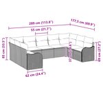 Ensemble de canapé de jardin 9 pièces avec coussins rattan poly noir