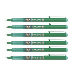 Stylo Roller Encre Liquide V-BALL 10 Pointe Large Vert x 6 PILOT