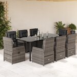 vidaXL Ensemble à manger de jardin 9 Pièces coussins gris résine tressée