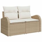 vidaXL Ensemble de canapé de jardin avec coussin 10 Pièces Beige et crème