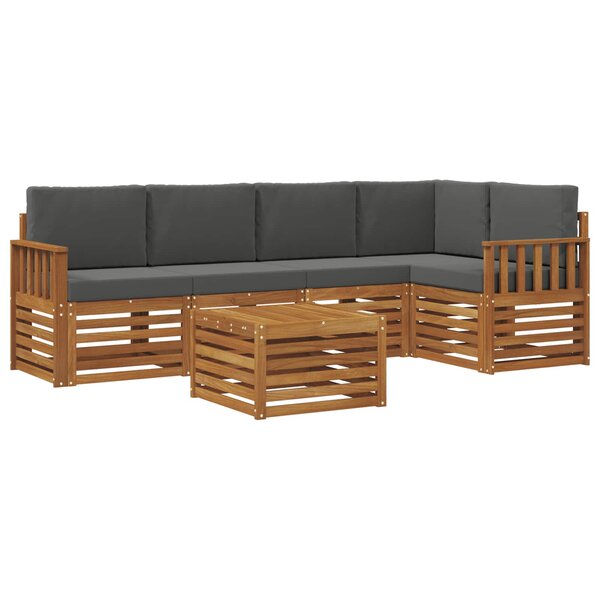 vidaXL Ensemble de canapés d'extérieur 6 pc Naturel et Anthracite