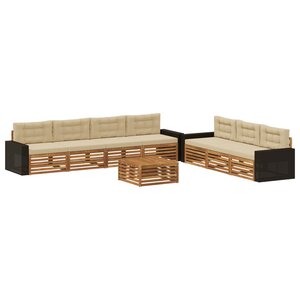 vidaXL Ensemble de canapés d'extérieur 8 pc Naturel et Beige Polyester
