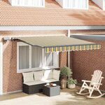vidaXL Auvent Rétractable Vert et jaune 300 x 250 cm tissu