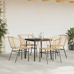 vidaXL Ensemble à manger jardin 5Pièces marron poly rotin verre