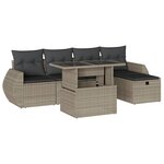 vidaXL Salon de jardin 6 Pièces avec coussins gris clair résine tressée