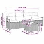 vidaXL Ensemble de canapé de jardin 5 Pièces Gris 55 x 55 x 37 cm