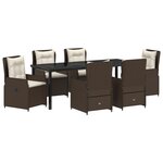 Ensemble de Salle à Manger de Jardin 7 Pièces vidaXL Marron en Rattan Poly