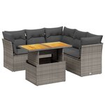 vidaXL Salon de jardin 5 Pièces avec coussins gris résine tressée