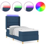 vidaXL Lit à ressort avec matelas et LED bleue 90x200 cm en tissu