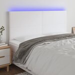 vidaXL Tête de lit à LED Blanc 160x5x118/128 cm Similicuir