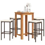vidaXL Ensemble de bar de jardin 5 Pièces marron bois massif acacia rotin