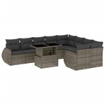 vidaXL Salon de jardin avec coussins 10 Pièces gris résine tressée