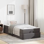 vidaXL Cadre de lit avec matelas Gris 90 x 190 cm Faux cuir