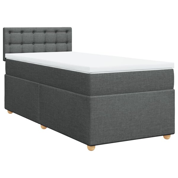 vidaXL Sommier à lattes de lit avec matelas gris foncé 90x190 cm simple tissu