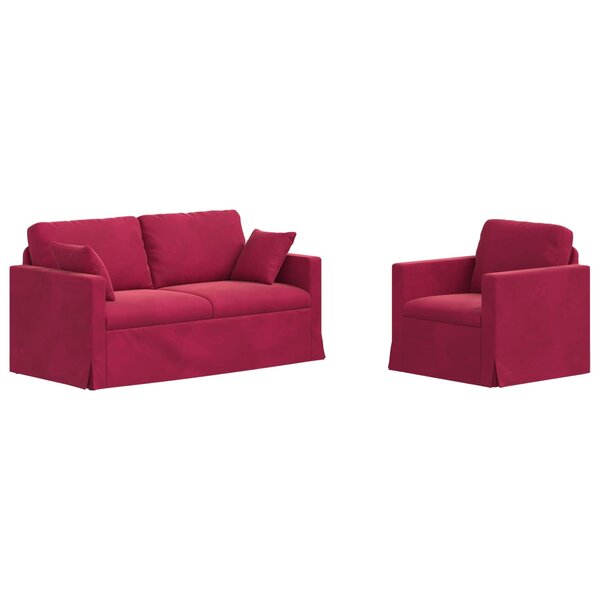 vidaXL Canapé 2 Pièces Bordeaux 158 x 78 x 80 cm Velours