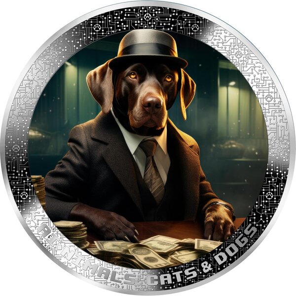 Pièce de monnaie en Argent 1000 Francs g 31.1 (1 oz) Millésime 2025 AI-Nimals MAFIA BANKER DOG AI-NIMALS