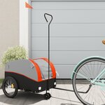vidaXL Remorque de vélo noir et orange 30 kg fer