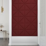 vidaXL Panneaux muraux 12 Pièces Rouge bordeaux 30x30 cm Tissu 0 54 m²