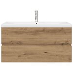 vidaXL Meuble lavabo avec bassin et robinet intégrés chêne artisanal