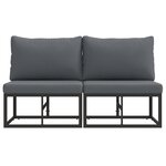 vidaXL Mobilier de jardin avec coussin 2 Pièces Noir Aluminium