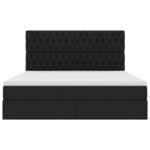 vidaXL Lit de rangement LED avec matelas Noir 160 x 200 cm Tissu