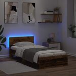 vidaXL Cadre de lit avec bandes LED Bois ancien Bois d'ingénierie