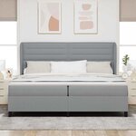 vidaXL Lit à ressorts avec matelas Gris clair 200 x 200 cm tissu