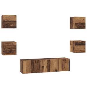 vidaXL Ensemble meuble TV 6 Pièces Bois ancien Moyen 120 x 30 x 30 cm