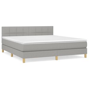 vidaXL Sommier à lattes de lit avec matelas Gris clair 180x200cm Tissu