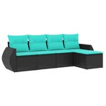vidaXL Salon de jardin 5 Pièces avec coussins noir résine tressée