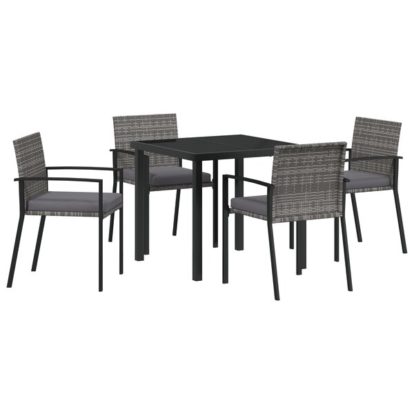 vidaXL Ensemble de salle à manger de jardin 5 pièces Gris Poly Rotin
