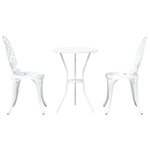 vidaXL Ensemble bistro de jardin 3 Pièces Blanc Aluminium