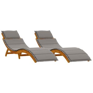 vidaXL Chaise longue 2 Pièces Gris 184 x 55 x 64cm Bois d'acacia massif