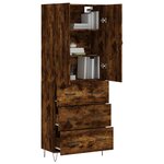 vidaXL Buffet haut Chêne fumé 69 5x34x180 cm Bois d'ingénierie