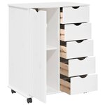 vidaXL Cabinet roulant 63 5 x 39 x 79 cm Bois de Pin Massif Blanc