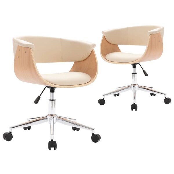 vidaXL Chaises pivotantes à manger lot de 2 crème similicuir
