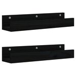 vidaXL Étagères murales 2 Pièces Noir 50x12x9 cm Bois de pin massif