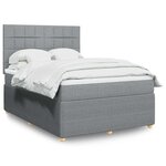 vidaXL Sommier à lattes de lit avec matelas Gris clair 140x190cm Tissu