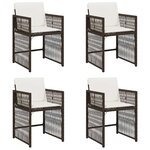 vidaXL Chaises de jardin avec coussins lot de 4 marron résine tressée