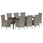 vidaXL Ensemble de salle à manger pour jardin avec coussin 9 Pièces Gris