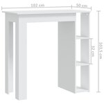 vidaXL Table de bar et étagère Blanc 102x50x103 5 cm Bois d'ingénierie