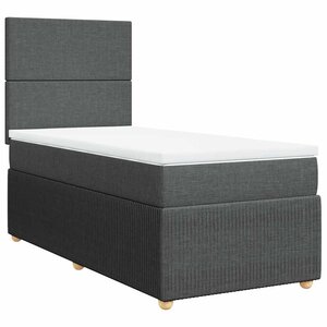 vidaXL Sommier à lattes de lit avec matelas Gris foncé 90x200 cm Tissu
