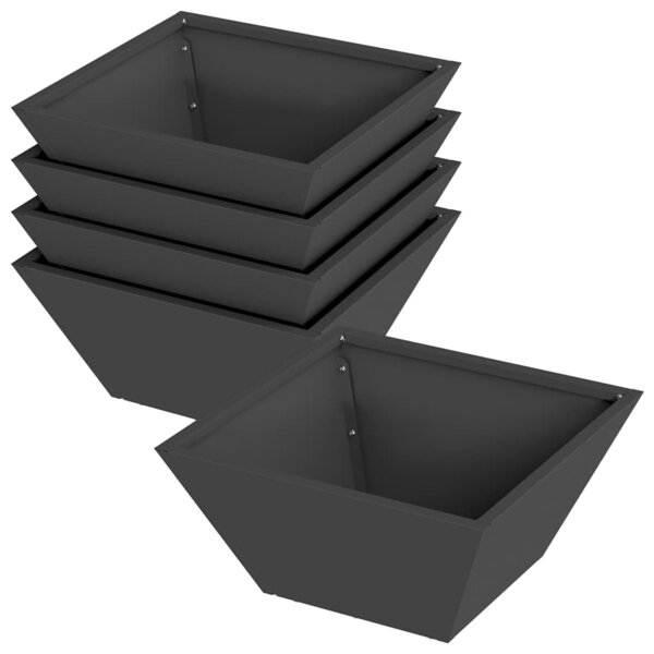 vidaXL Cache-pot de jardin 5 Pièces Noir 35 x 35 x 15 cm