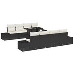 vidaXL Ensemble de canapés de jardin 9 pièces avec coussins noir rotin poly