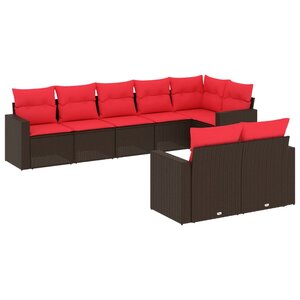vidaXL Salon de jardin 8 Pièces avec coussins marron résine tressée