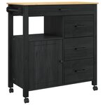 vidaXL Chariot de cuisine Uni Noir 84 x 40 x 88 5 cm