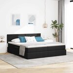 vidaXL Lit de rangement LED avec matelas Noir 200 x 200 cm Tissu