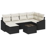 vidaXL Ensemble de Canapés de Jardin 6 Pièces avec Coussins Rotin Poly Marron